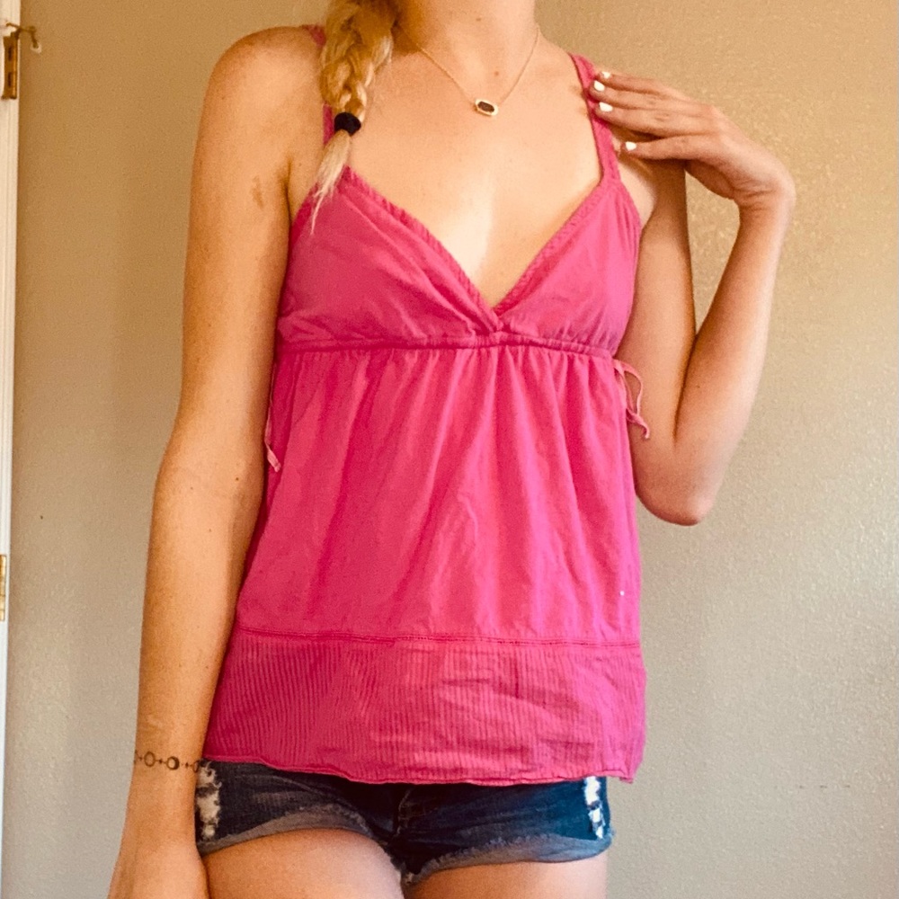 cute pink spaghetti strap summer shirt
